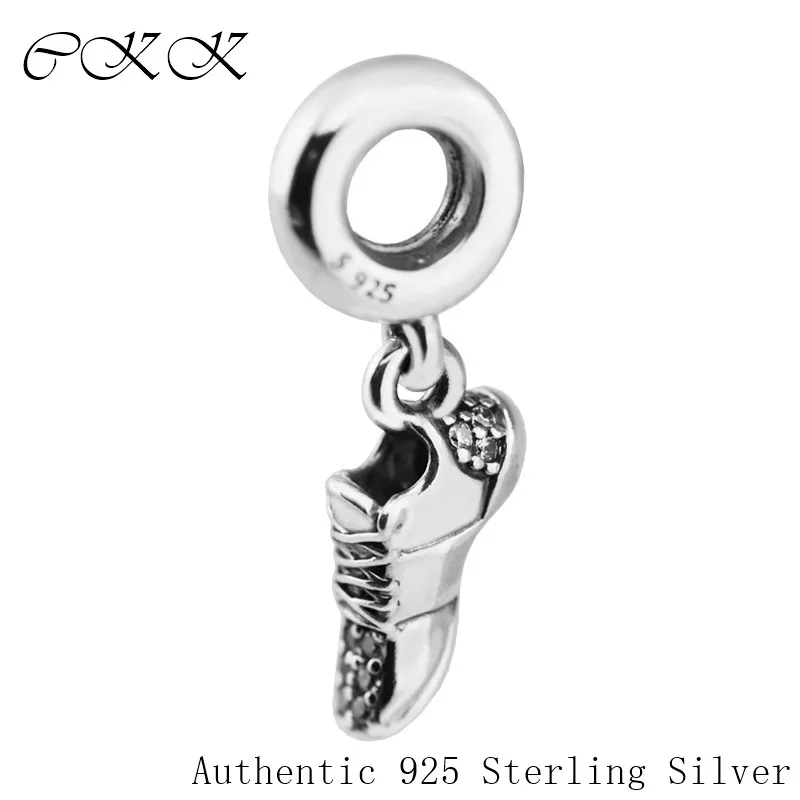 

Authentic 925 Sterling Silver Running Shoe Dangle Charms With Clear CZ Fit Bracelets YL563