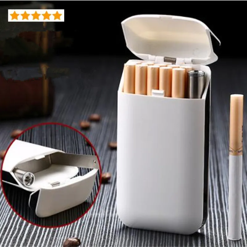 

USB charging Cigarette Lighter and cigarette case Lighter For Smoking Electronic Windproof flameless Lighter For man gift
