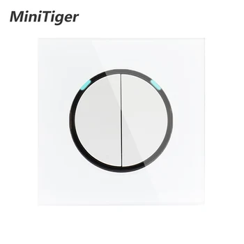 

Minitiger 2019 New Arrival Crystal Glass Panel 2 Gang 1 Way Random Click On / Off Wall Light Switch With LED Indicator