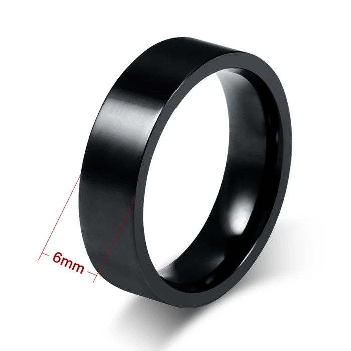 KISS MANDY Personalized Black Couple Rings Stainless Steel Finger Rings for Lover Gift Fashion Anniversary Wedding Jewelry KR86