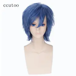 Ccutoo 12 "сине-белые смешать Короткие Shaggy слоистых пушистый Синтетические волосы Uta без принц САМА tokiya ichinose Косплэй костюм Искусственные