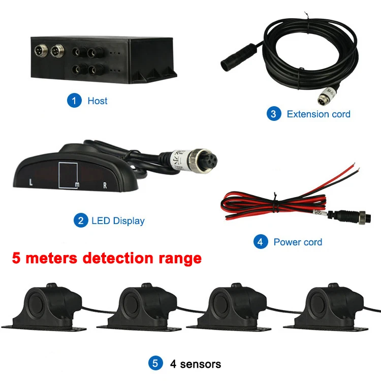 LED Звук Оговорку Радар Автомобиль расстояние Датчик Парковки Системы Для Грузовых Автомобилей 4 Датчики - Цвет: 5 meters Sensor B