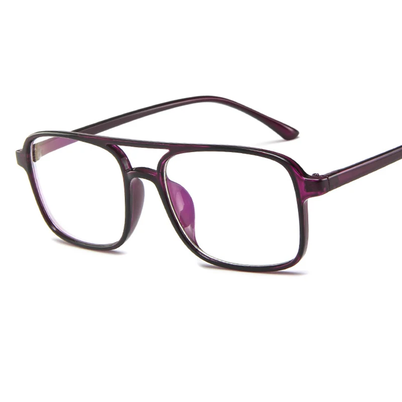 Квадратный двойной луч плоское зеркало полная Рамка ретро tide очки Рамка для мужчин и женщин простой может быть оснащен очки для близорукости - Цвет оправы: Purple