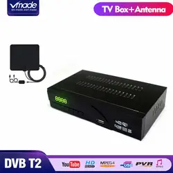 Vmade H.265 цифровой ТВ тюнер рецепторов DVB-T2 ресивера Поддержка Dolby AC3 PVR Youtube + Indoor антенны Top Box