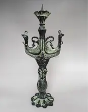 Hmoe Decoration Chinese Antique Imitation Bronze Double Phoenix Candler Classic Candleholder Living Room Figurines Craft