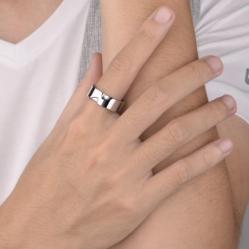 Кольцо в подарок, 8 мм ширина, полированное кольцо из белого вольфрама, мужское модное Ювелирное кольцо, серебряные тона со специальным дизайном