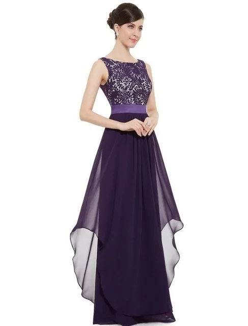 Модное платье на выпускной Шифоновые свадебное вечернее платья с кружевными украшениями Большой выбор цвета Платье на вечеринки - Цвет: Purple