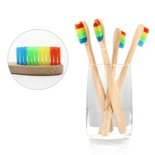 1/4 шт зубная щетка бамбук деревянная ручка Радуга Мягкой Щетиной Уход за полостью рта зуб кисть для взрослых детей Прямая поставка