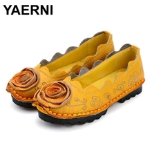 YAERNI/ г. обувь ручной работы из натуральной кожи на плоской подошве с цветами, тонкие туфли в национальном стиле, удобные летние туфли в горошек с мягкой подошвой