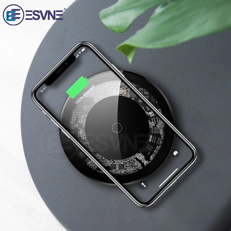 

ESVNE 10W Qi Wireless Charger for iPhone X Xs MAX XR 8 plus USB wirless Fast charger for Samsung Xiaomi Huawei Visible Charging