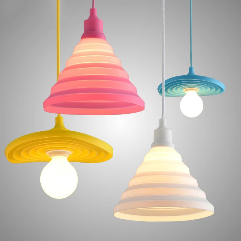 

Modern Colorful Silicone Pendant Lights Collapsible/Folding Pendant Lamps E27 Creative&Fashion Decoration lighting for Home/Bar
