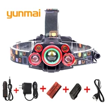 Usb люмен 5 светодиодный головной светильник XML-T6+ 4Q5 Головной фонарь светильник лампа перезаряжаемая 18650 батарея налобный фонарь для кемпинга походный светильник