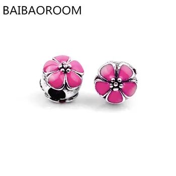 

20pcs light pink Enamel Clip flower Charm safety Bead Fits European Pandora Charm Bracelets & Necklaces