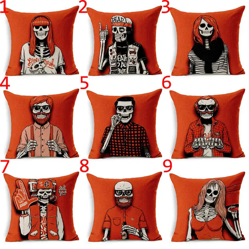 decoruhome stylish red skull linen square decorative pillow covers cushion cover sofa bed throw pillow case - Red Decorative Pillows decoruhome stylish red skull linen square decorative pillow covers cushion cover sofa bed throw pillow case - Red Decorative Pillows