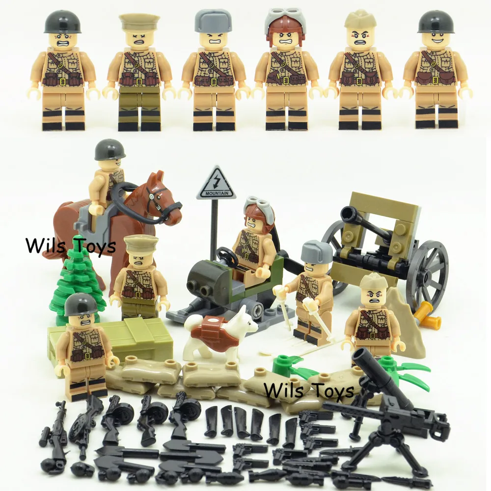 6pcs Russian Army MILITARY Special Forces Soviet Soldiers War SWAT Model DIY Building Blocks Figures Educational Toys Gifts Boys