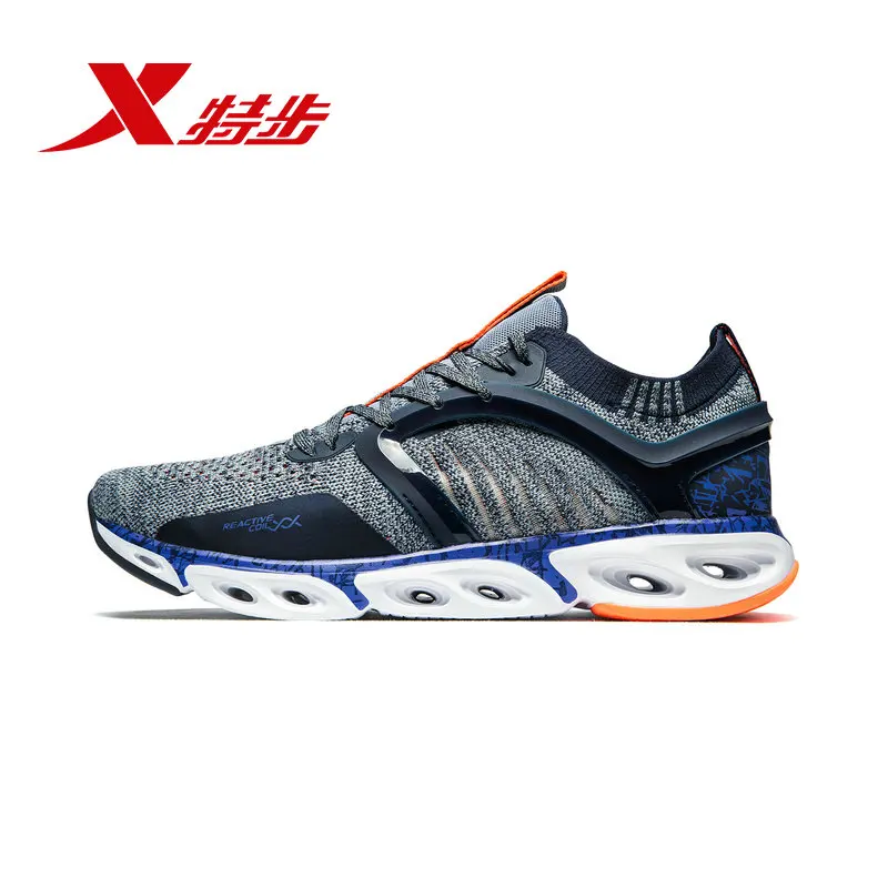 Xtep реактивная Катушка мужская обувь для бега дышащий светильник сетка кроссовки обувь спортивные мужские спортивные кроссовки обувь 981219110216 - Цвет: gray blue