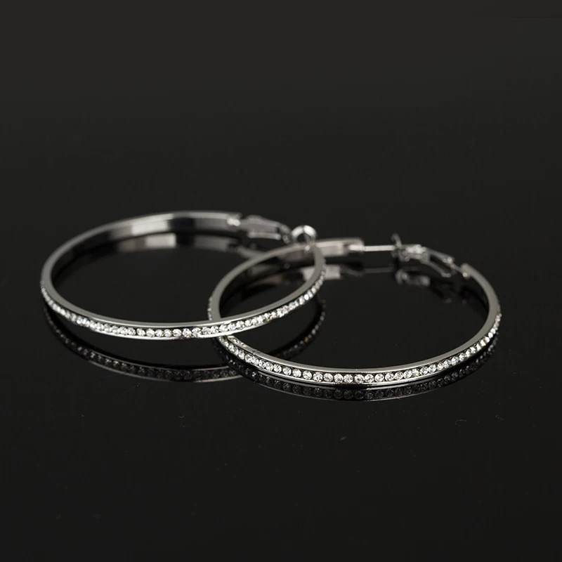 

Top Popular Earrings With Rhinestone Circle Earrings Simple Earrings Big Circle Gold Color Hoop Earrings For Women Girls