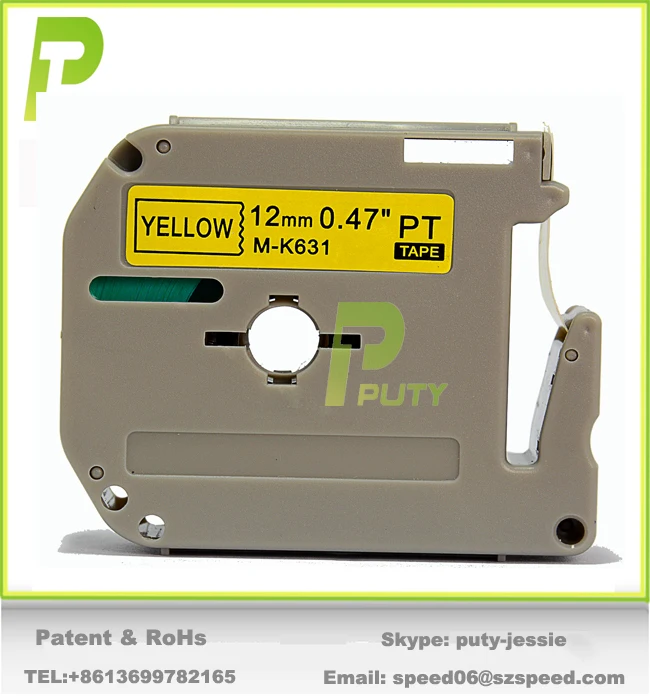 Compatible P touch M K631 label tape 12mm Black on Yellow M tape for PT