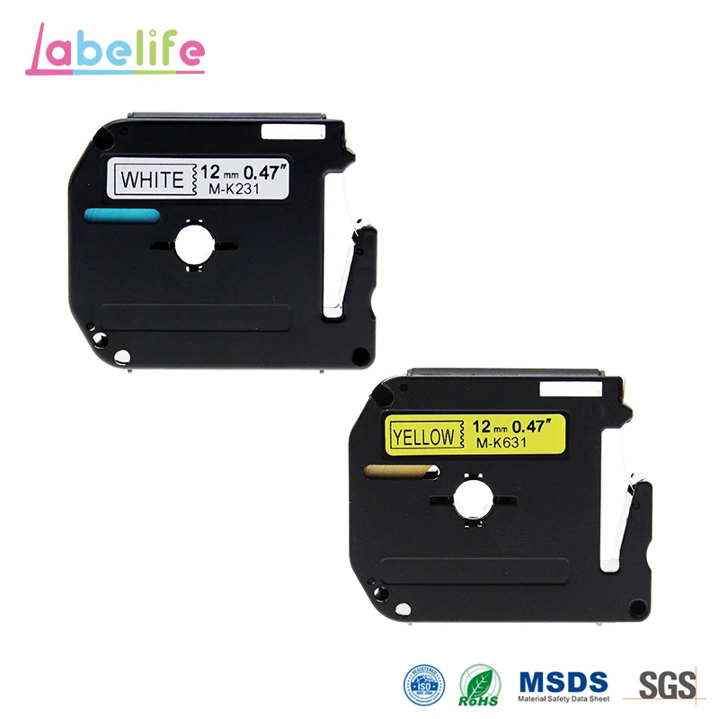 

Labelife 2 Pack 12mm M Tape Combo Set for Brother P-touch Label Tape MK231 MK631 for Label Maker PT-90 PT-70BM PT-70