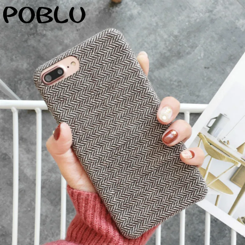 POBLU для Iphone X Осенний теплый тканевый плюшевый чехол телефона простой клетчатый