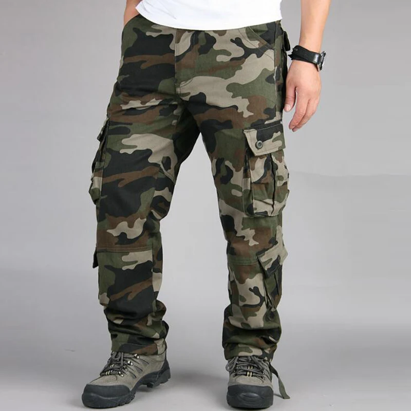 Camouflage Military Cargo Pants Men Outwear Baggy Combat Multi pockets