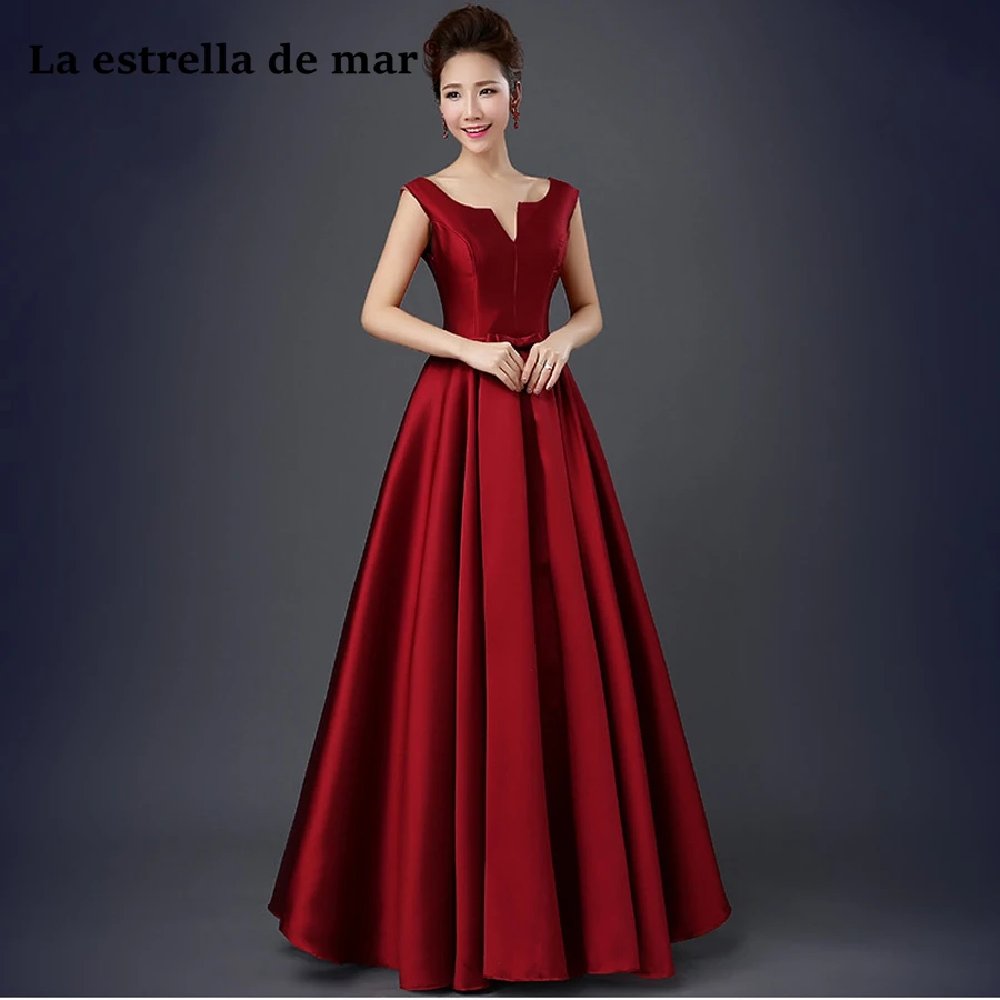 Vestidos de festa vestido longo; para casamento новые пикантные V шеи атласная линии Фиолетовый Шампанское Черный бордовый нарядные платья