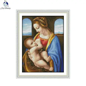 

The Virgin and the Son eighteenth Printed Canvas DMC 14CT 11CT Counted Chinese Cross Stitch Kits printed Embroidery Needlework