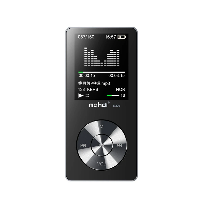 Mahdi M220 MP3 плеер без потерь APE 8G полностью металлический HiFi музыкальный плеер с наушником TF карта проигрыватель электронных книг - Цвет: Черный