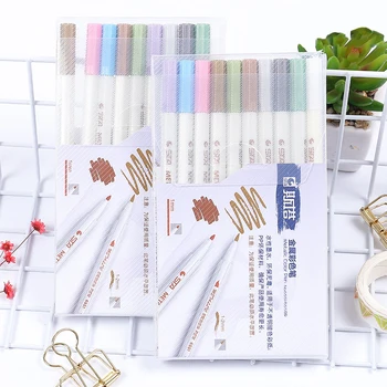 

10PCS/SET Kawaii Watercolor Metal Ink Highlighter Pen Marker Writing Brush Set Drawing School Office Supplies Stationery sl1670