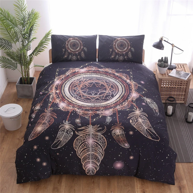 

Dreamcatcher 3D Bedding Set King Queen Size Comforter Bedding Sets Sun Moon Mandala Bed Linen Set Home Textiles 3Pcs Bedclothes
