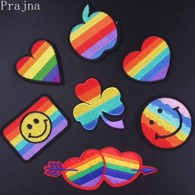 

Prajna Flag Pride Gay Patch Rainbow Applique Embroidered Iron On Patches For Clothes Stickers DIY Badge Sewing Stripes Accessory