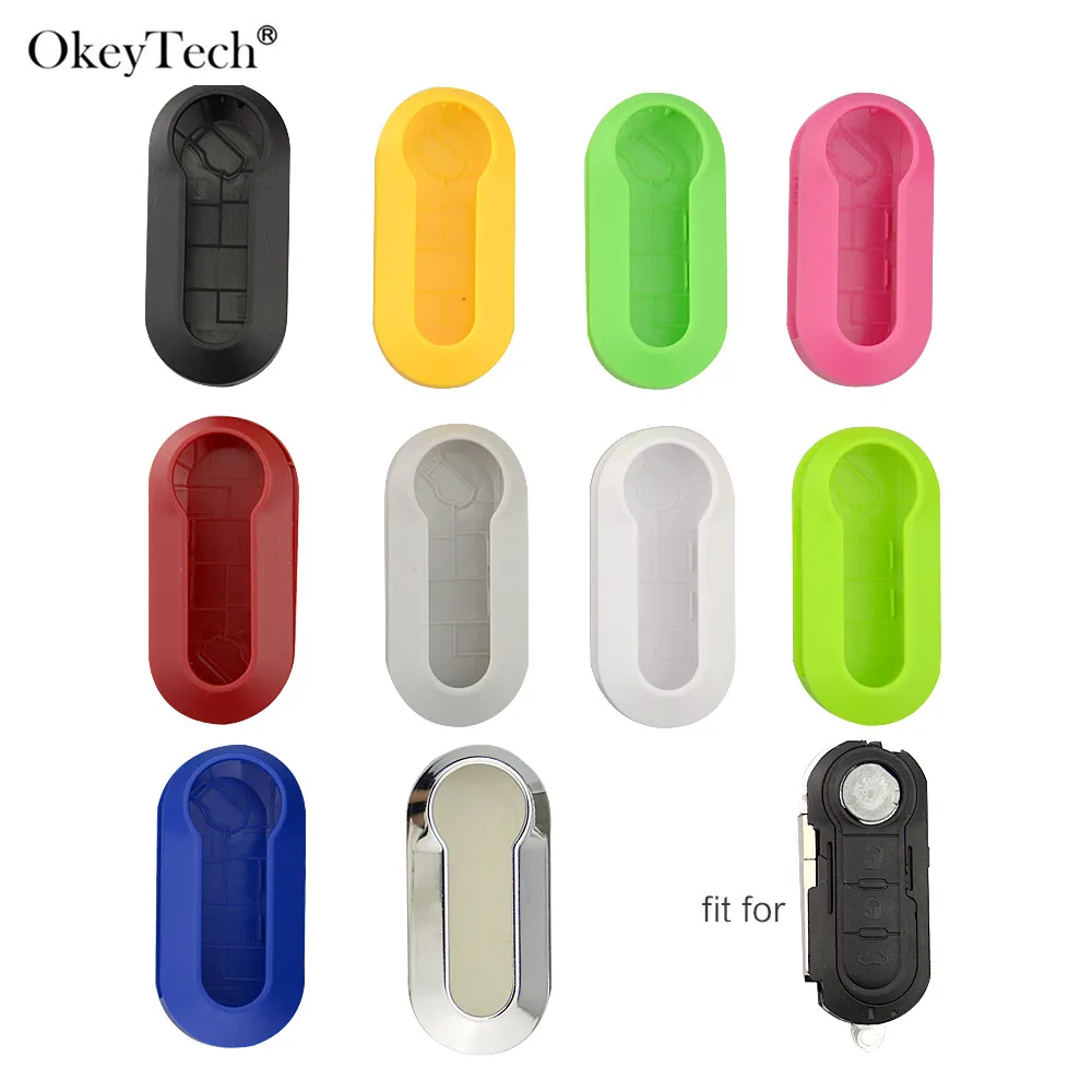 

Okeytech 3 Buttons Remote Modified Flip Silica Car Key Shell For Fiat 500 Panda Punto Bravo Cover Uncut Blade Key Cover Case
