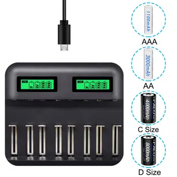 

8-slot LCD battery charger for AA D C type 5 No. 7 rechargeable battery