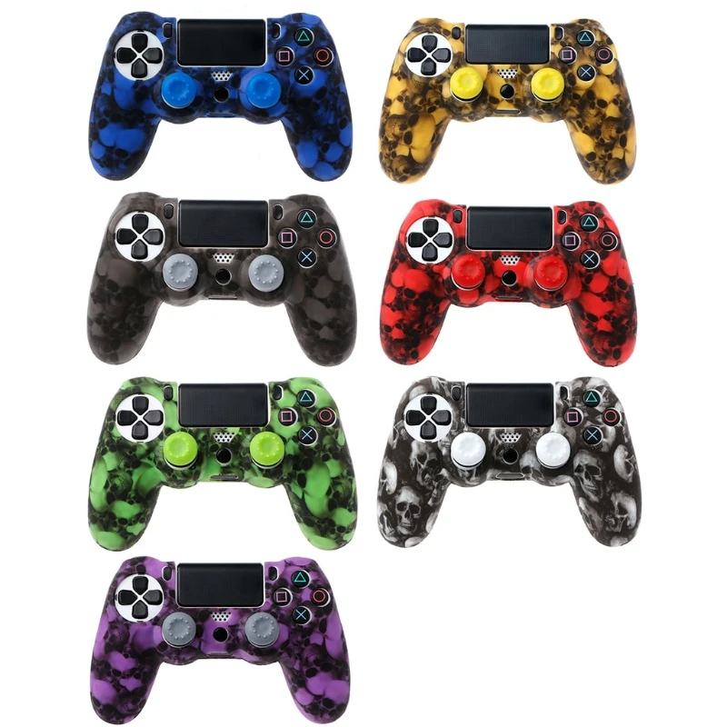

Skull Silicone Gamepad Cover Case + 2 Joystick Caps For PS4 Pro Slim Controller