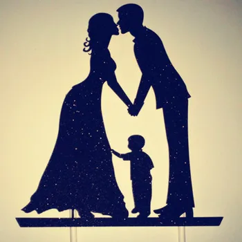 

1pc Black Color Love Family Cake Flag Topper Parent With Kid Flags For Wedding Birthday Party Cake Baking Decoration Supplies