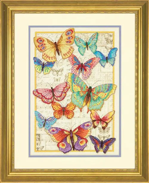 

oneroom Lovely Gold Collection Counted Cross Stitch Kit Butterfly Beauty Butterflies Insect dim 70-35338 35338