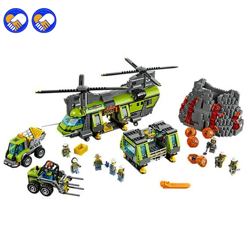 

A toy A dream 10642 Bela City Series Volcano Heavy-lift Helicopter Explorer scientist Building Block Bricks Toys Gift For 60125
