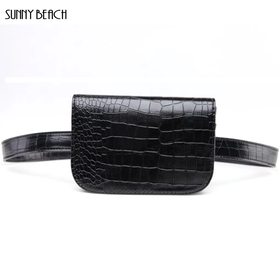 

SUNNY BEACH Unisex Bag Women Waist Pack Alligator PU Leather Waist Bag Bumbag Wallet Men Purse Causal Punk Bum Bag