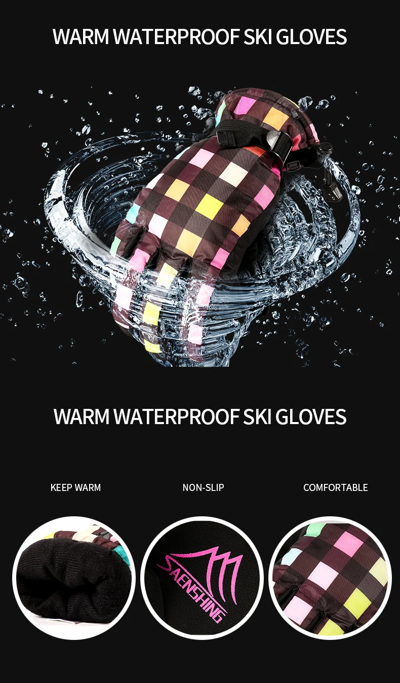 SAENSHING лыжные перчатки для женщин, перчатки для сноуборда, снегохода, езды на мотоцикле, зимние ветрозащитные водонепроницаемые лыжные женские зимние перчатки