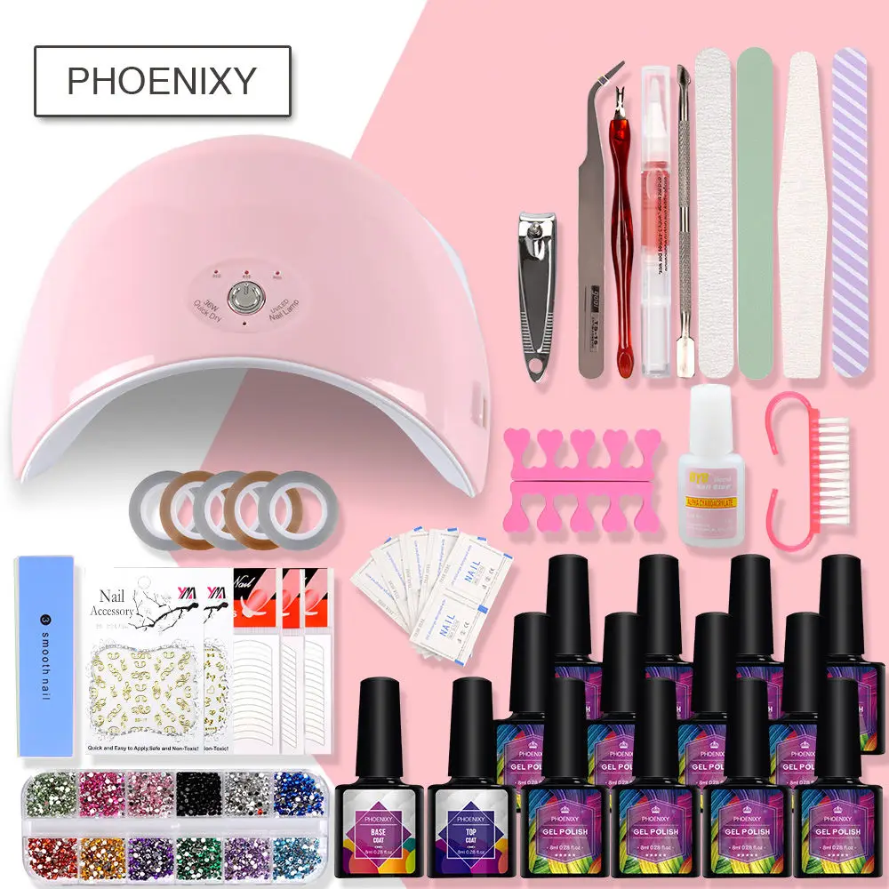 

Manicure Set Nail Polish Gel Set 36W Dryer Lamp Manicure Set Tools Soak Off Semi Permanent Nail Kit For Manicure Tools Art Set