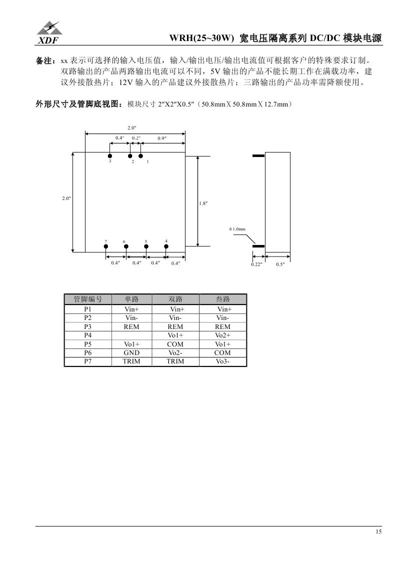 

[ZOB] XDF xindafei power module 30W 48V 5V DC-DC WRH30-48D5 --5PCS/LOT