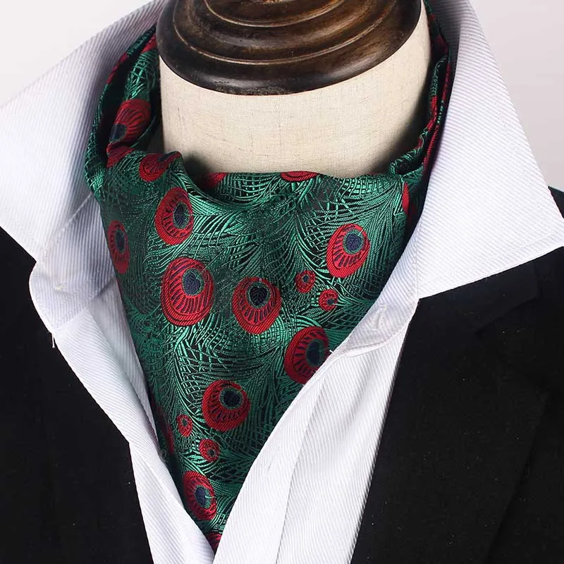 

Korean Silk Bridegroom Wedding Evening Party Men Formal Tuxedo Suit Green Blue Wine Red Neckerchief Scarf Embroidery Tie Cravat