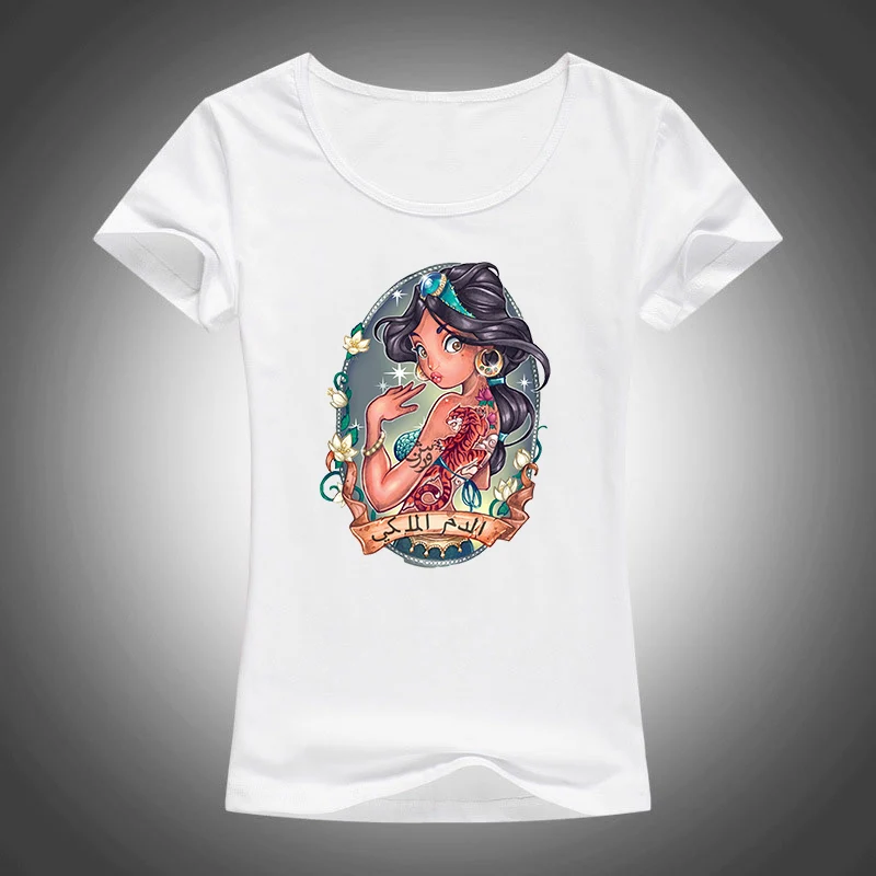 

Hot Sale Punk princess Tattoo Cartoon Snow White Princess T-Shirts Summer Women/Girl Fashion Cool Short Sleeve Tee Shirt Tops