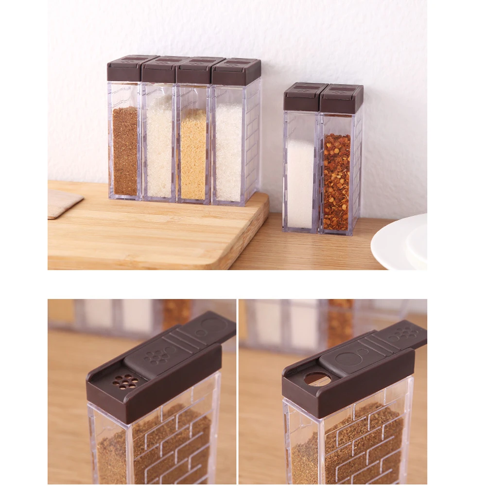 

6pcs with base transparent six grid home seasoning pot strong seal moisture-proof seasoning box