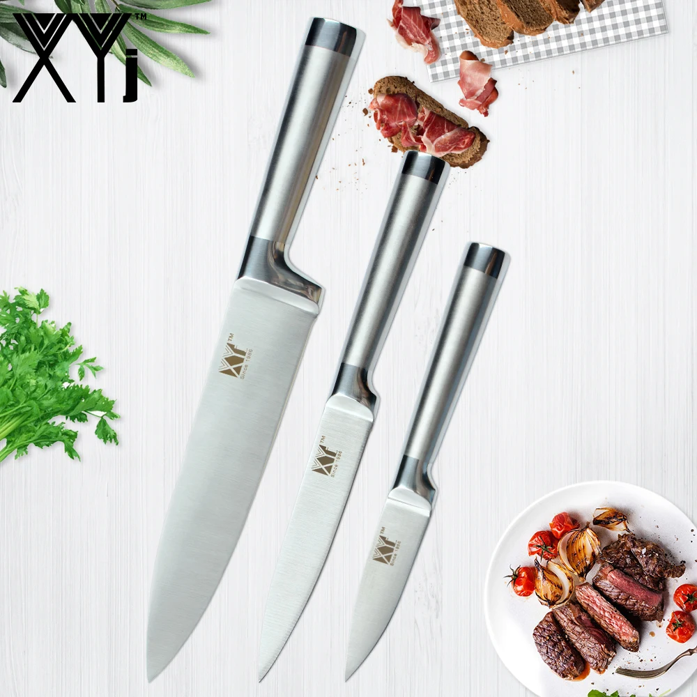 

XYj Brand Stainless Steel Knife Seamless Welding Cooking Tools 8" Chef 5" Utility 3.5" Paring Knife Very Hard Kitchen Knives