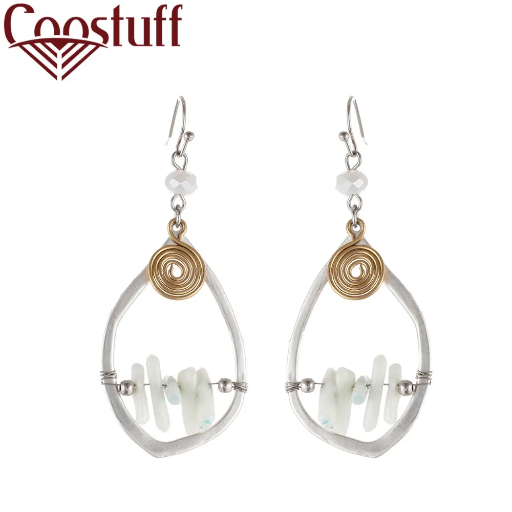 

Beautiful White Stone Beads Women Earrings Vintage Jewelry Wholesale Dangle pendientes brincos Hotsale Silver earrings for Women