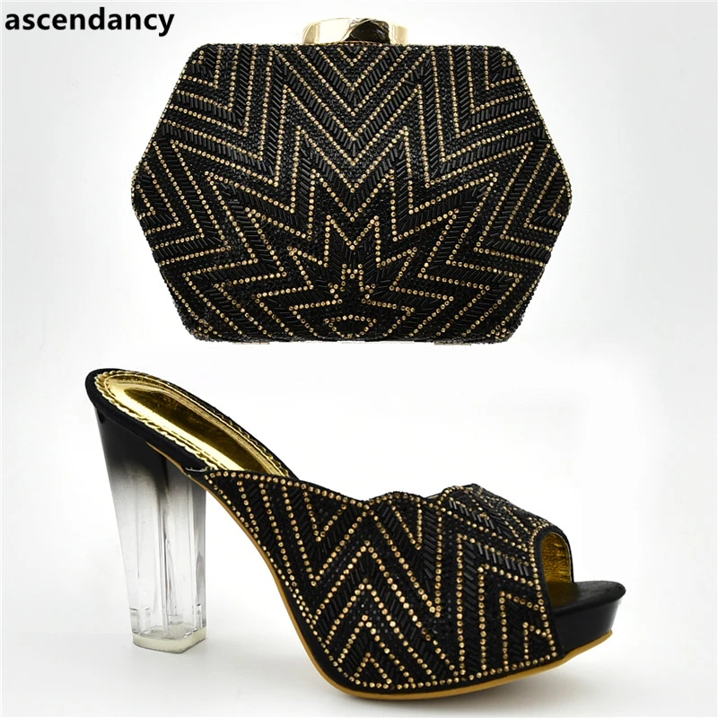 Boda Para Último Negro En Imitación Bombas Alto Mujeres De Decorado Verano rojo Y purple Con Zapatos Slip Las Nigerianas oro Bolso Tacón Diamantes azul zrqXSxzw