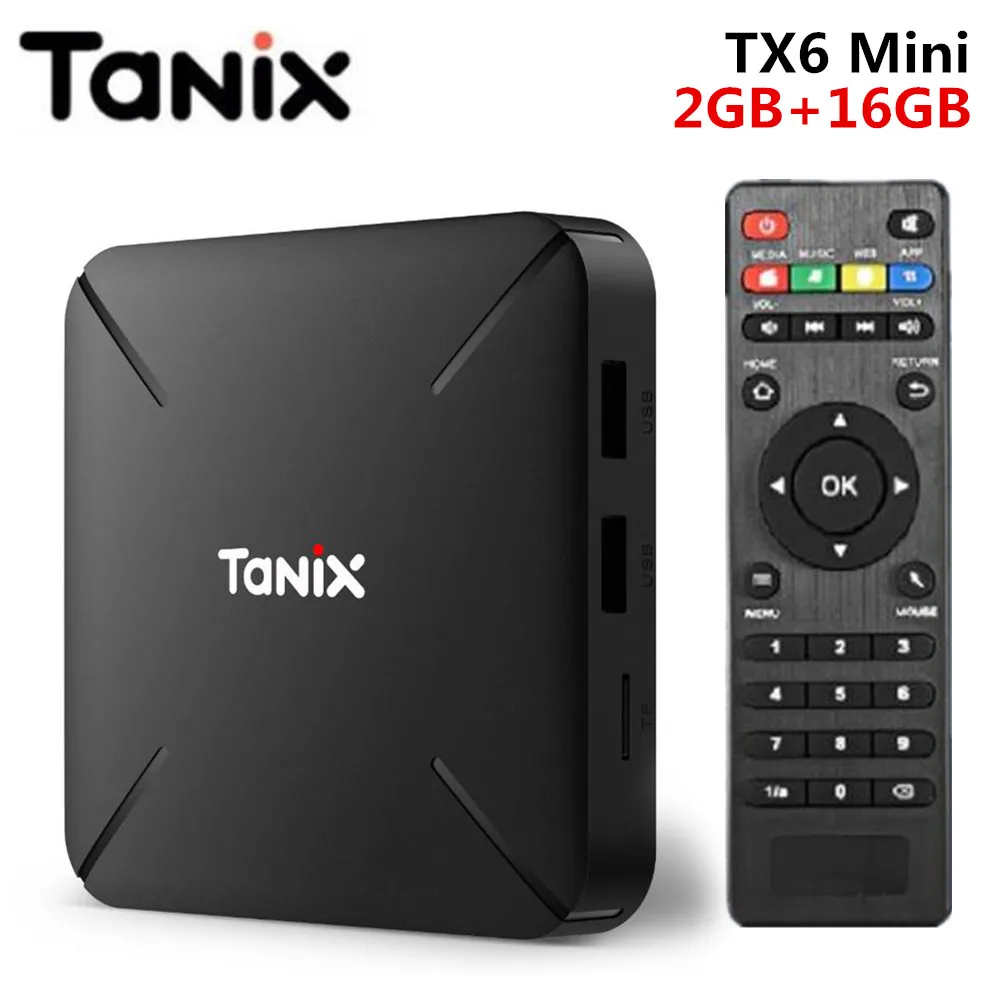 

Tanix TX6 Mini Smart TV Box Android 9.0 Allwinner H6 Mali T720 2GB RAM 16GB ROM Set Top Box 6K H.265 2.4GHz WiFi Media Player
