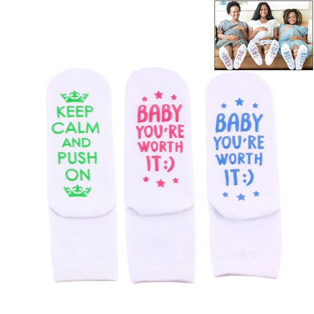 Противоскользящие носки для беременных женщин с английскими буквами, нескользящие носки для занятий спортом и доставки Baby Be Mine For Maternity Yoga Pilates