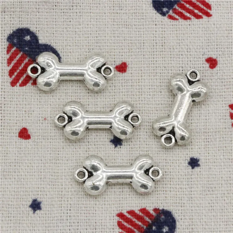 7pcs Charms dog bone connector 22*10mm Tibetan Silver Vintage Pendants For Jewelry Making DIY